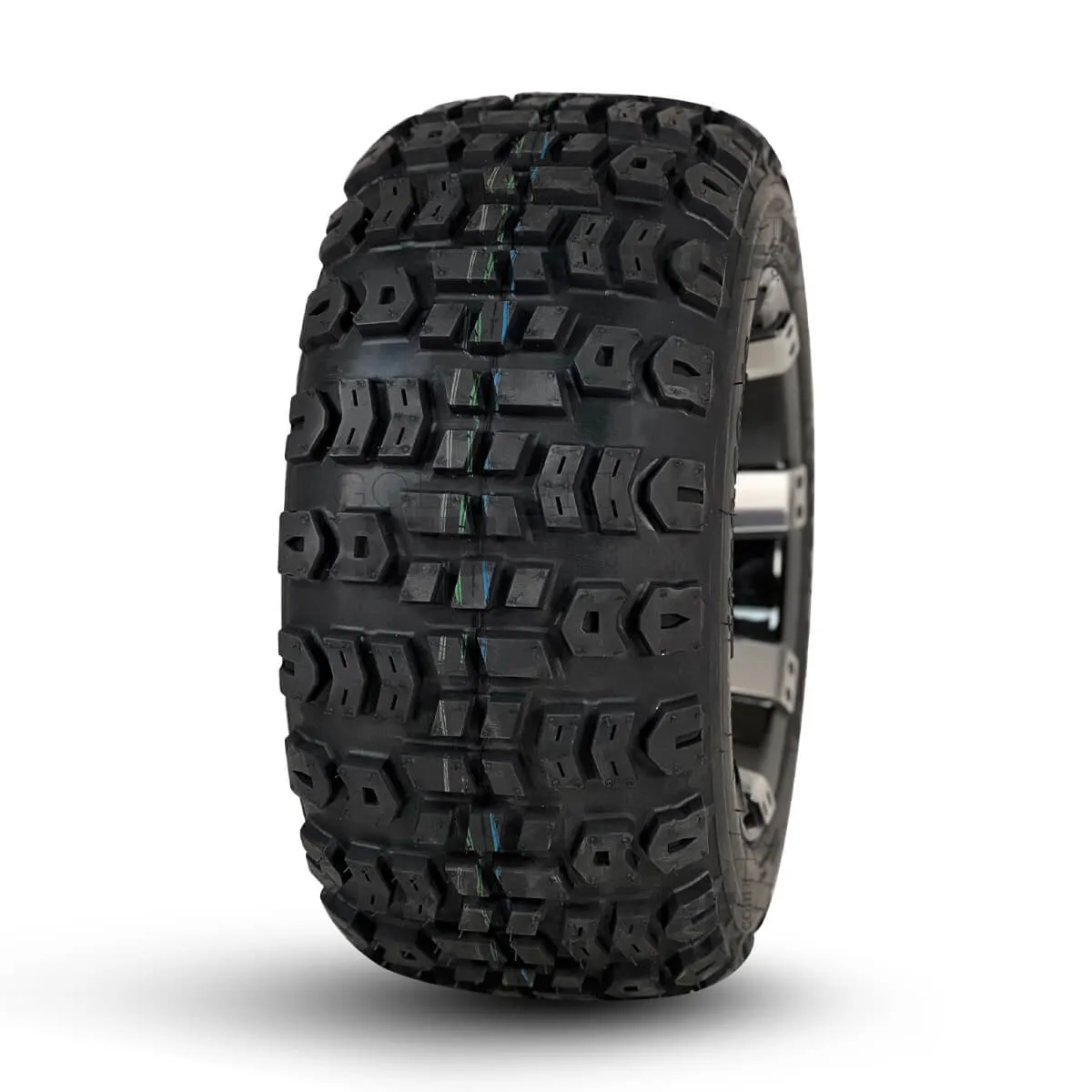 10" Matrix Gloss Black Aluminum Golf Cart Wheels and 18" All Terrain Off-Road Golf Cart Tires Combo - Set of 4  - 18" Tall (Fits all Carts!)
