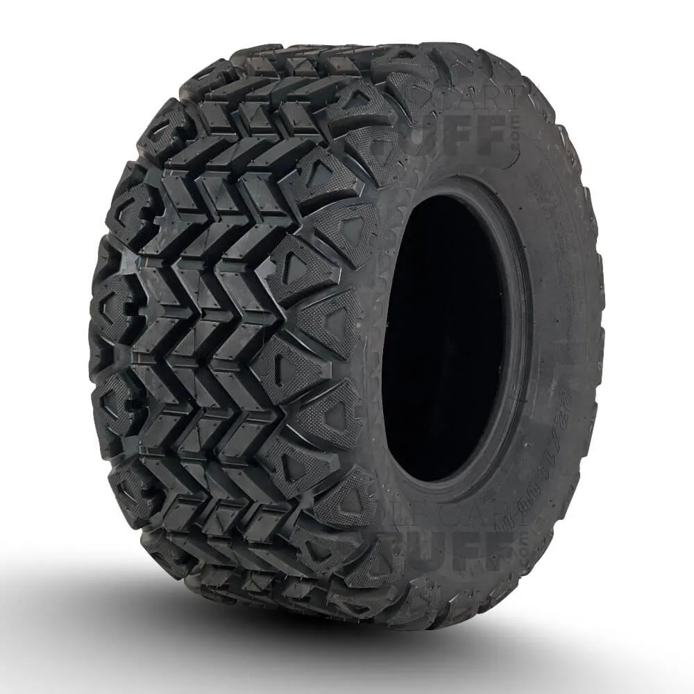 10" Stallion Black/ Machined Aluminum Finish and 22" DOT All-Terrain Golf Car Tires Combo - Set of 4