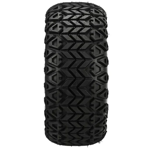 14" Storm Trooper Black/Machined Aluminum Golf Cart Wheels and 23x10-14 DOT All Terrain Off-Road Golf Cart Tires Combo - Set of 4 (Choose your tire!)