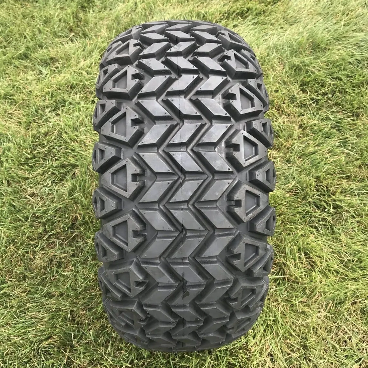 14" Storm Trooper Black/Machined Aluminum Golf Cart Wheels and 23x10-14 DOT All Terrain Off-Road Golf Cart Tires Combo - Set of 4 (Choose your tire!)