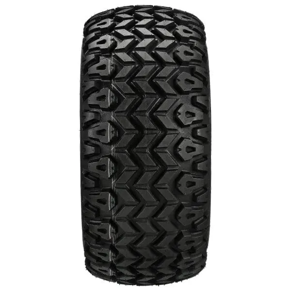 14" Storm Trooper Black/Machined Aluminum Golf Cart Wheels and 23x10-14 DOT All Terrain Off-Road Golf Cart Tires Combo - Set of 4 (Choose your tire!)