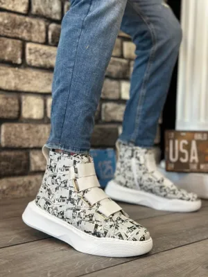 BA0142 Banded Men's High-Sole Newspaper Sports Boots
