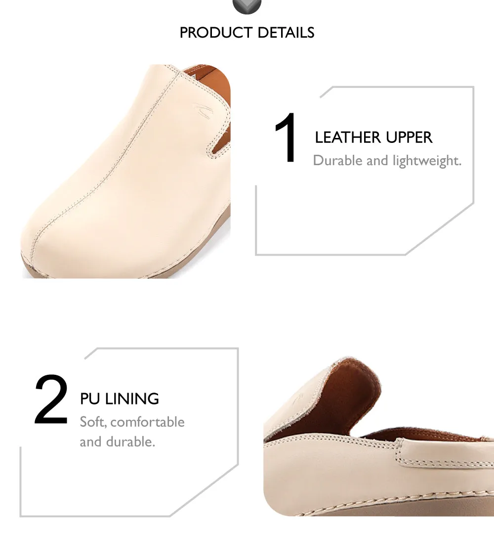camel active Women Faye 1 Leather Slip-On Mules -752406-DZ01SV-0-WHITE