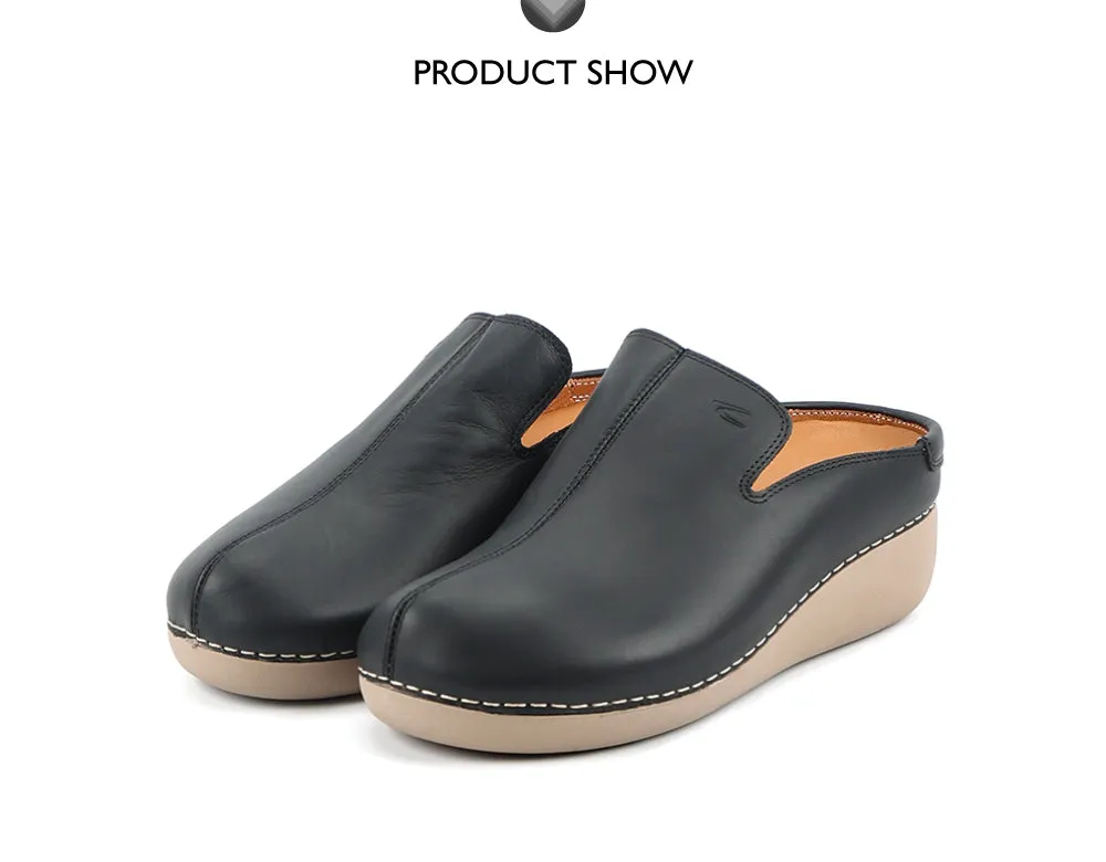 camel active Women Faye 1 Leather Slip-On Mules -752406-DZ01SV-1-BLACK