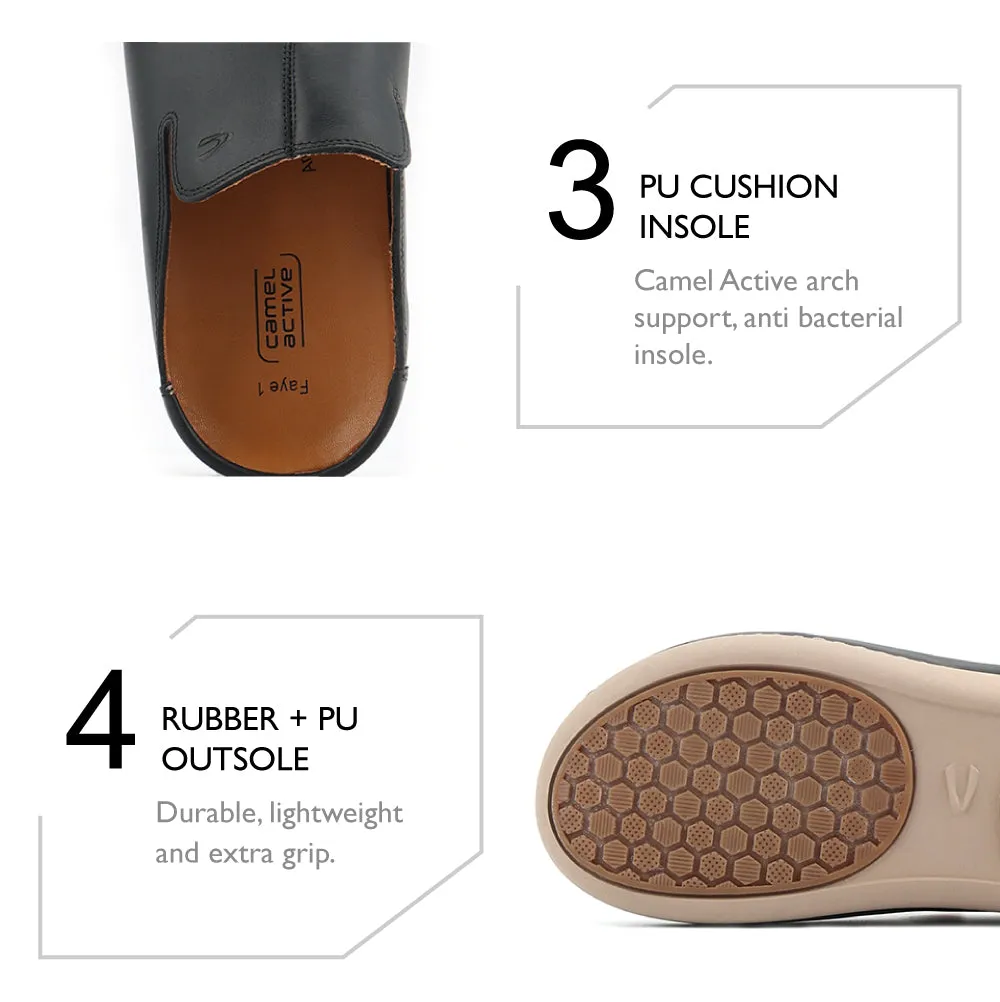 camel active Women Faye 1 Leather Slip-On Mules -752406-DZ01SV-1-BLACK