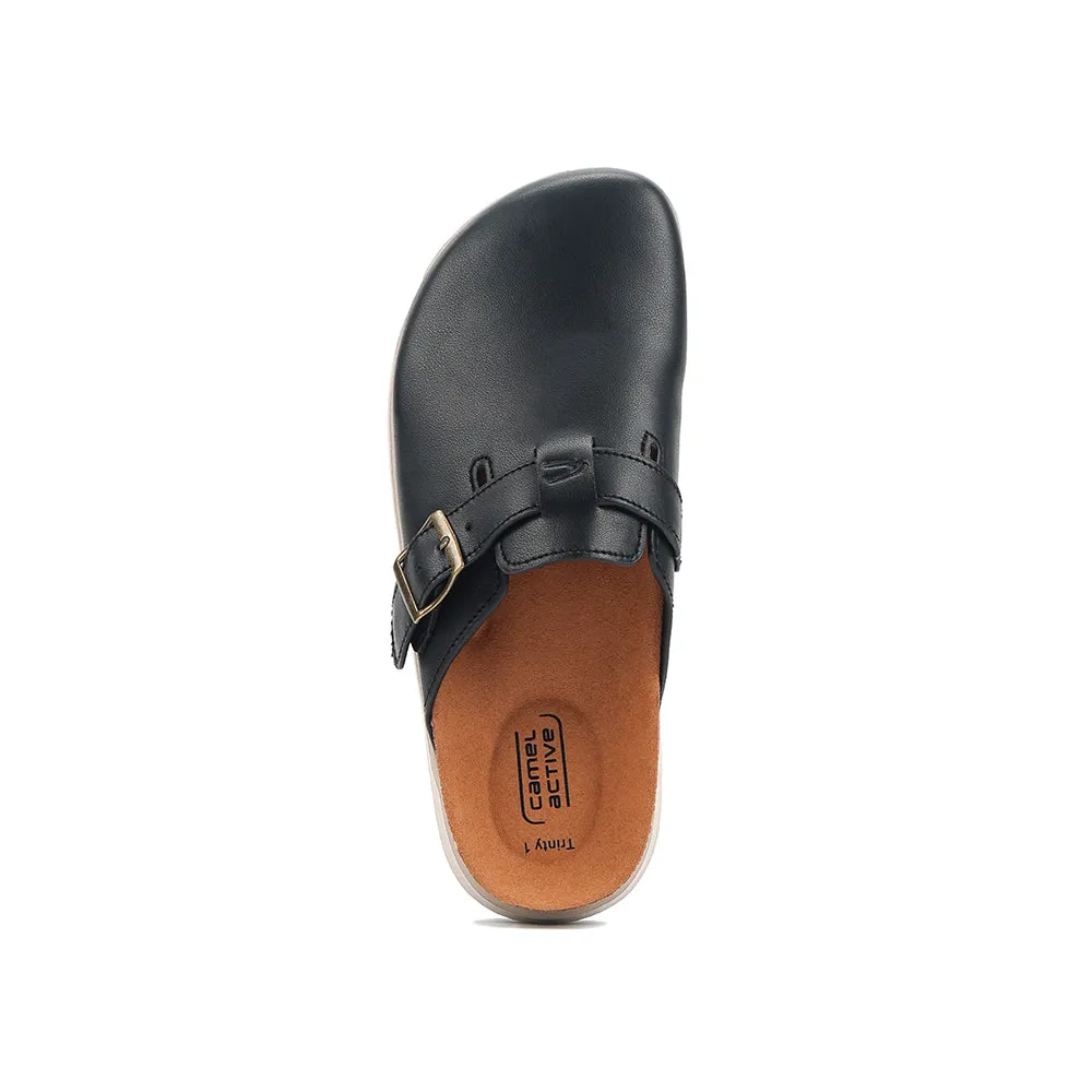 camel active Women Trinity 1 Buckled Clogs Sandals-752407-CV02SV-1-BLACK