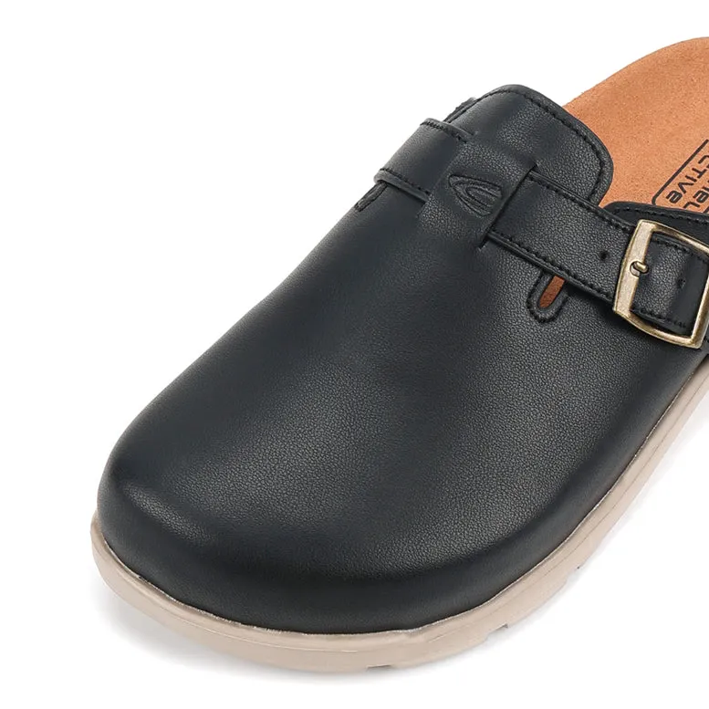 camel active Women Trinity 1 Buckled Clogs Sandals-752407-CV02SV-1-BLACK