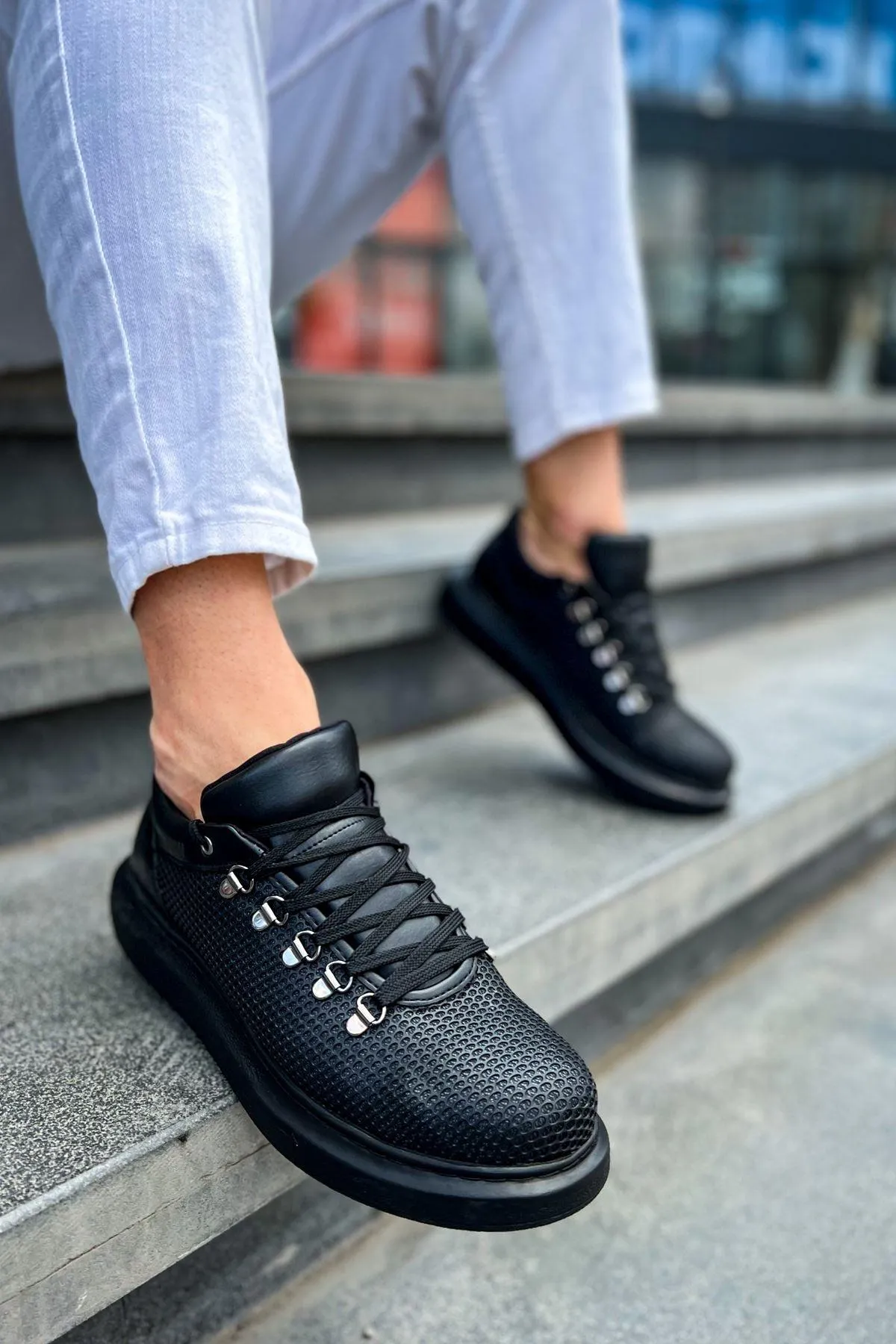 CH021 Men's Unisex Full black Honeycomb Processing Casual Sneaker Sports Shoes