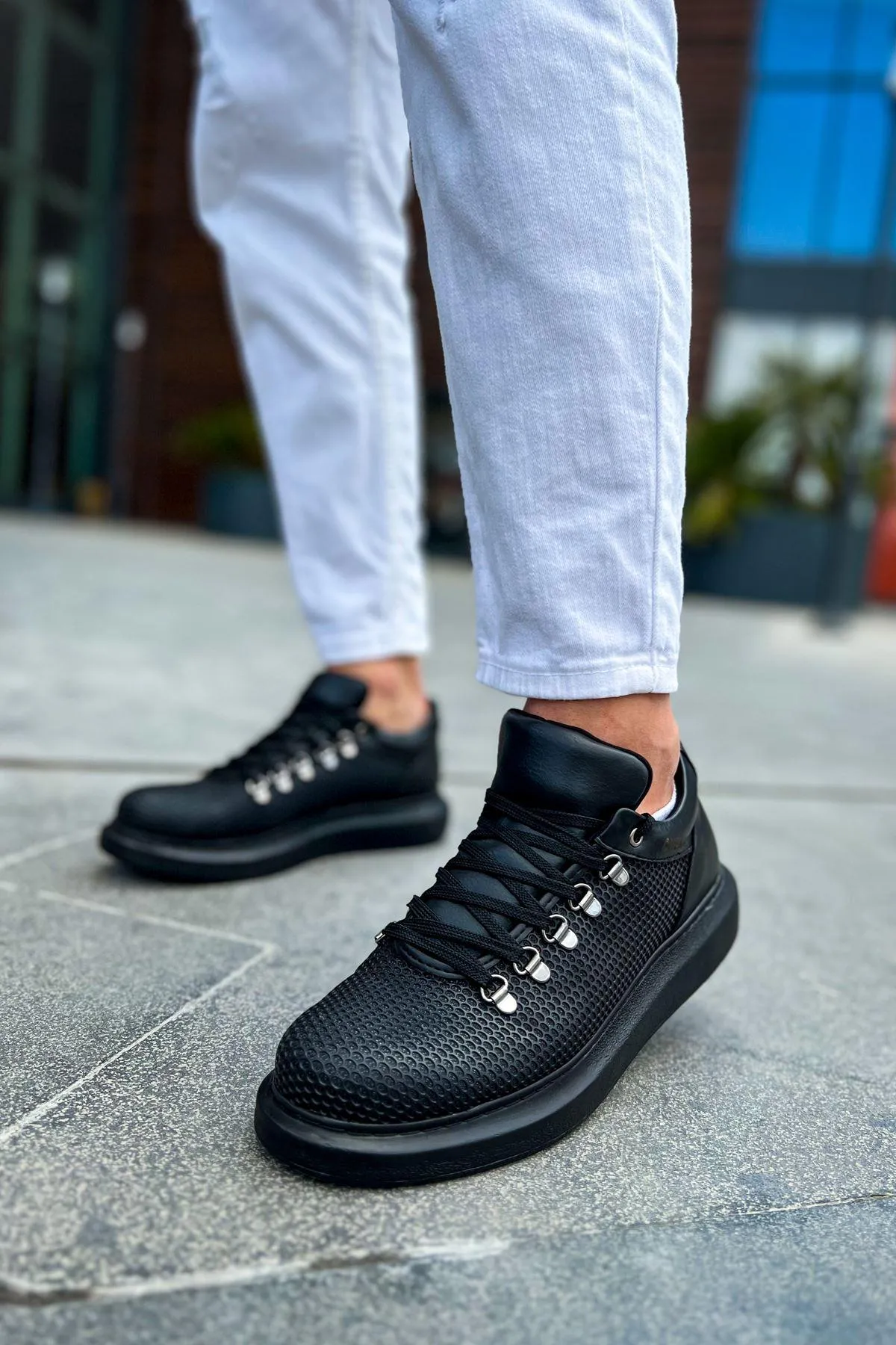 CH021 Men's Unisex Full black Honeycomb Processing Casual Sneaker Sports Shoes