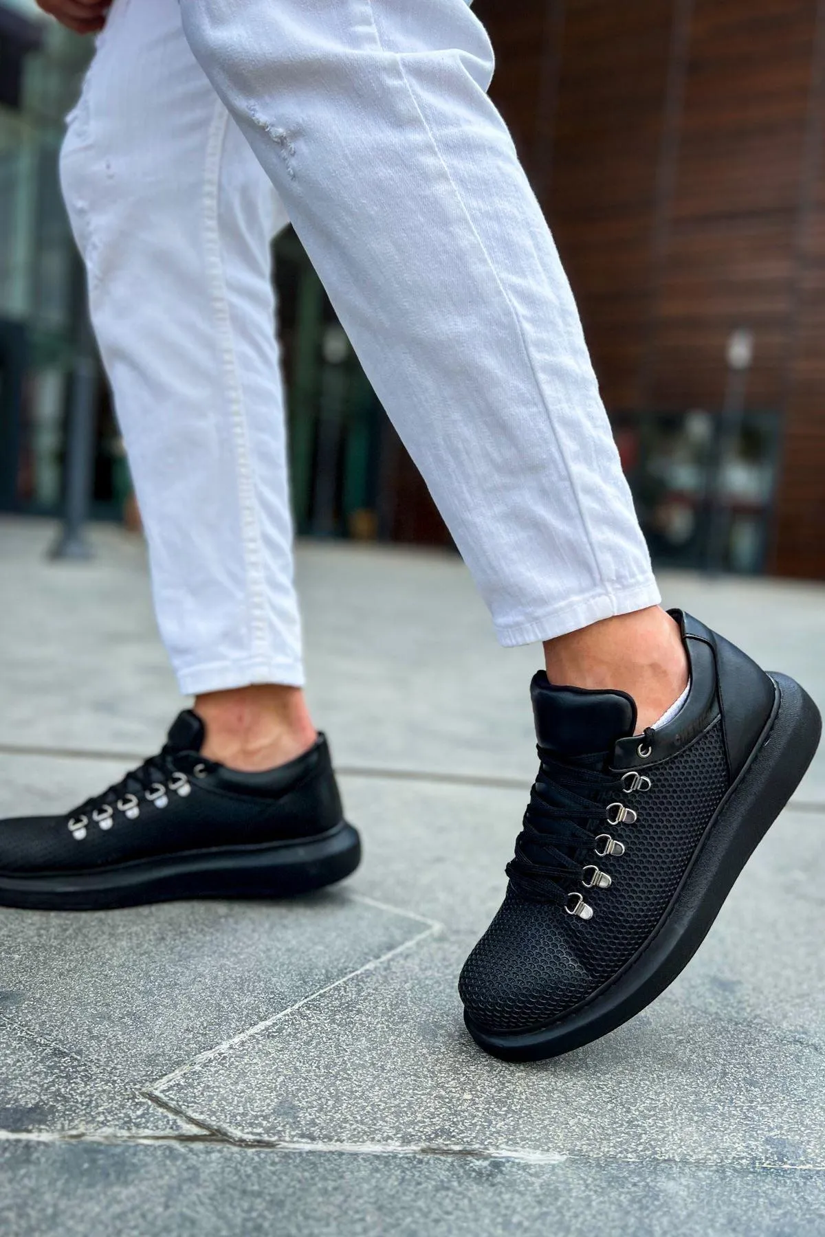 CH021 Men's Unisex Full black Honeycomb Processing Casual Sneaker Sports Shoes