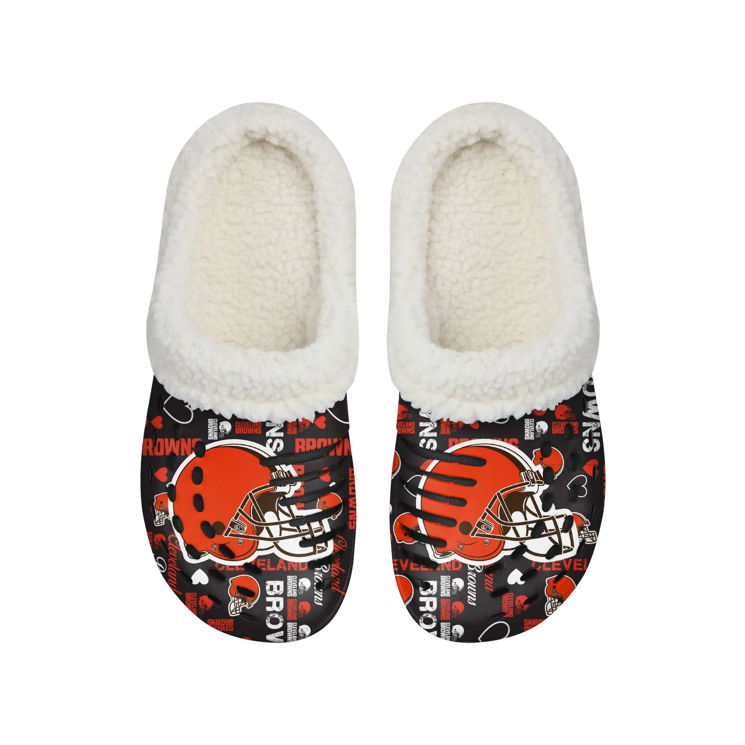 Cleveland Browns NFL Womens Sherpa Lined Logo Love Clog