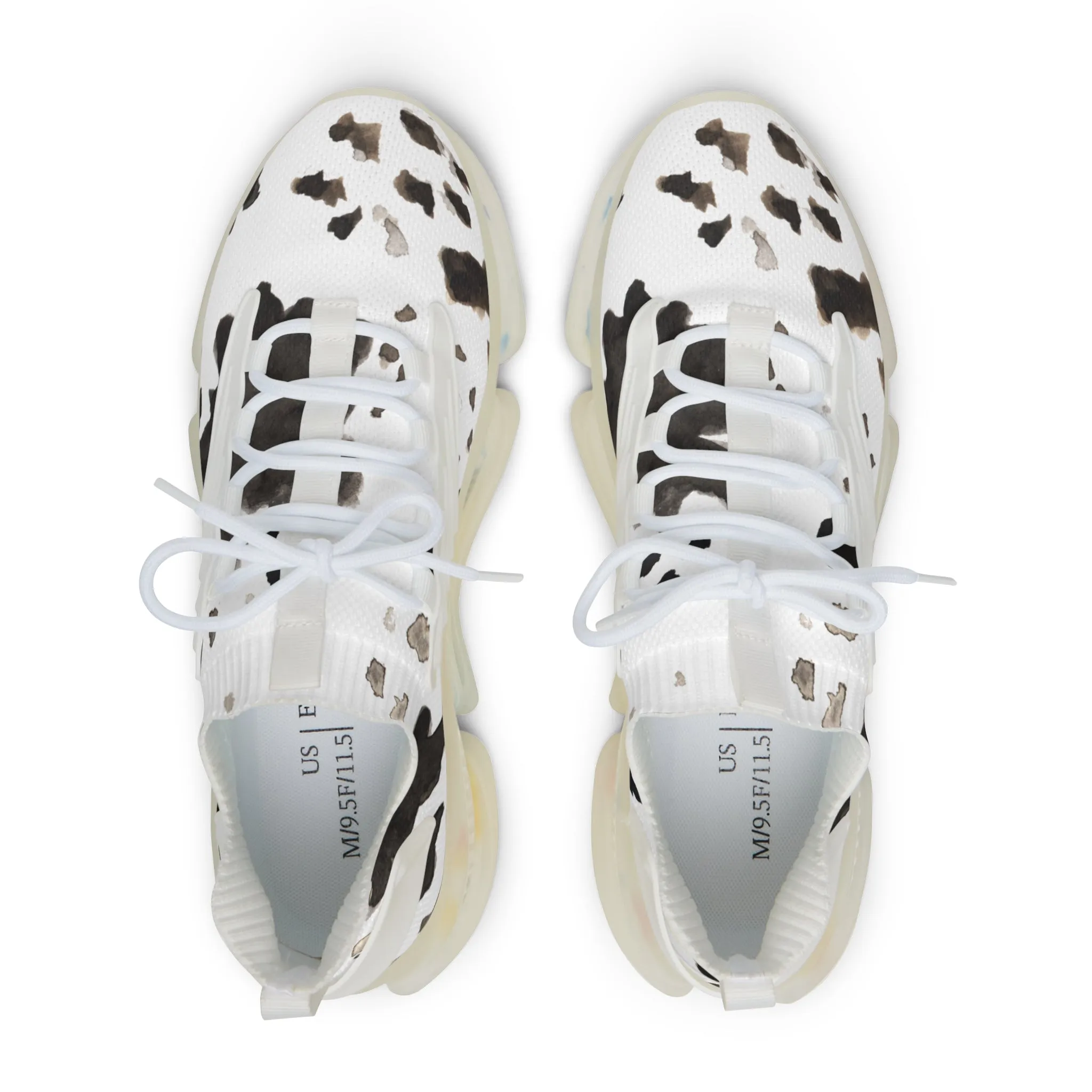 Cow Print Men's Mesh Sneakers, Cow Animal Print Men's Sneakers Best Comfy Men's Mesh Sports Sneakers Shoes (US Size: 5-12)