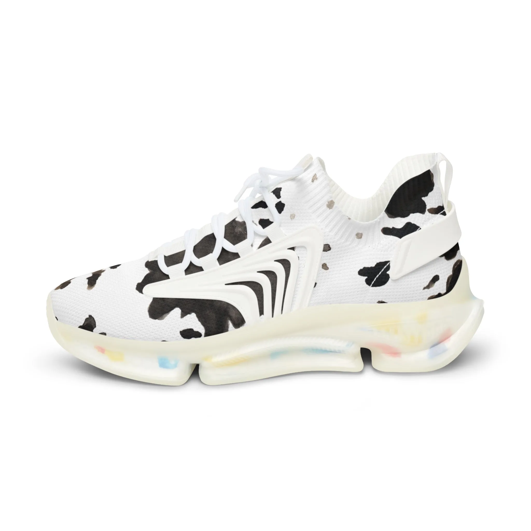 Cow Print Men's Mesh Sneakers, Cow Animal Print Men's Sneakers Best Comfy Men's Mesh Sports Sneakers Shoes (US Size: 5-12)