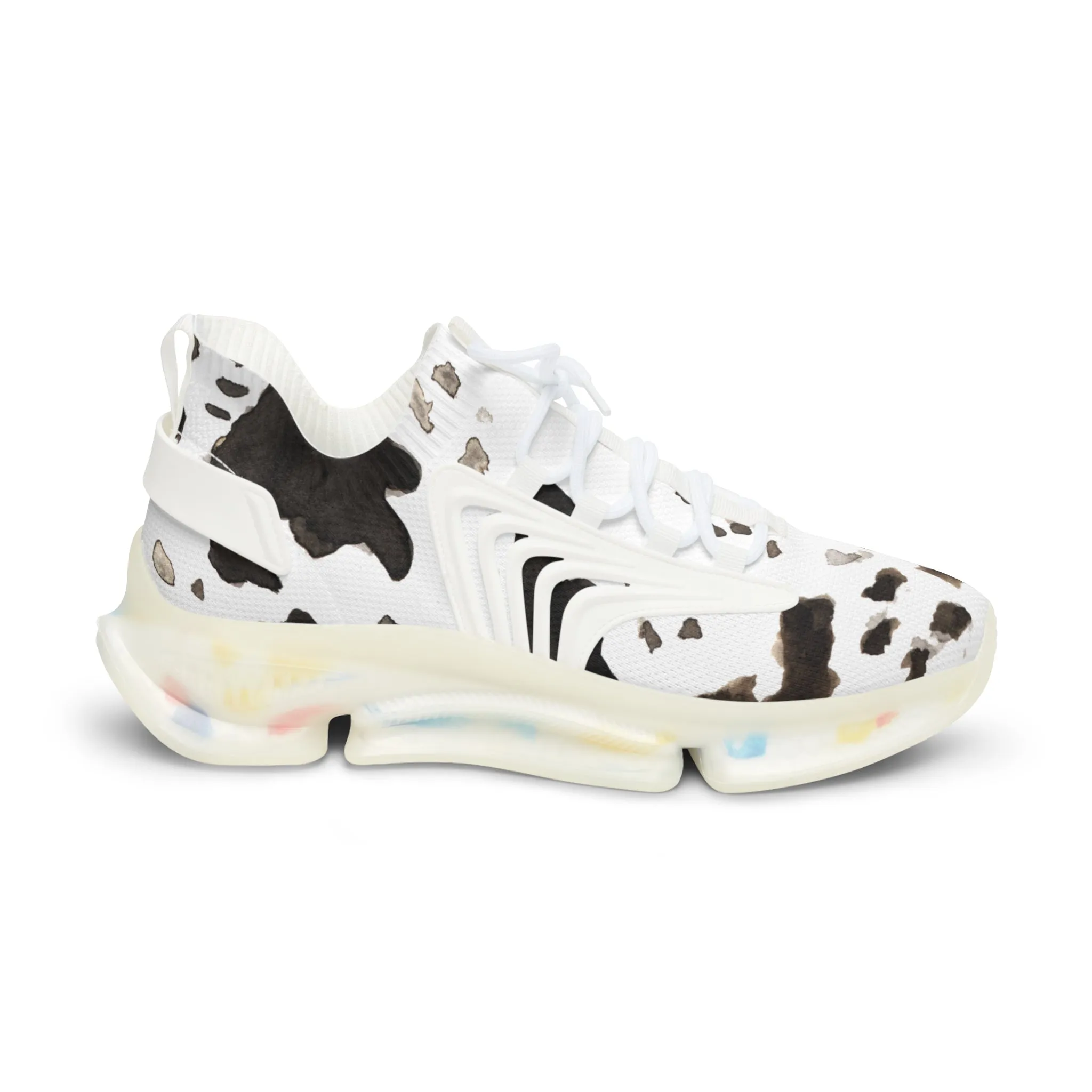 Cow Print Men's Mesh Sneakers, Cow Animal Print Men's Sneakers Best Comfy Men's Mesh Sports Sneakers Shoes (US Size: 5-12)