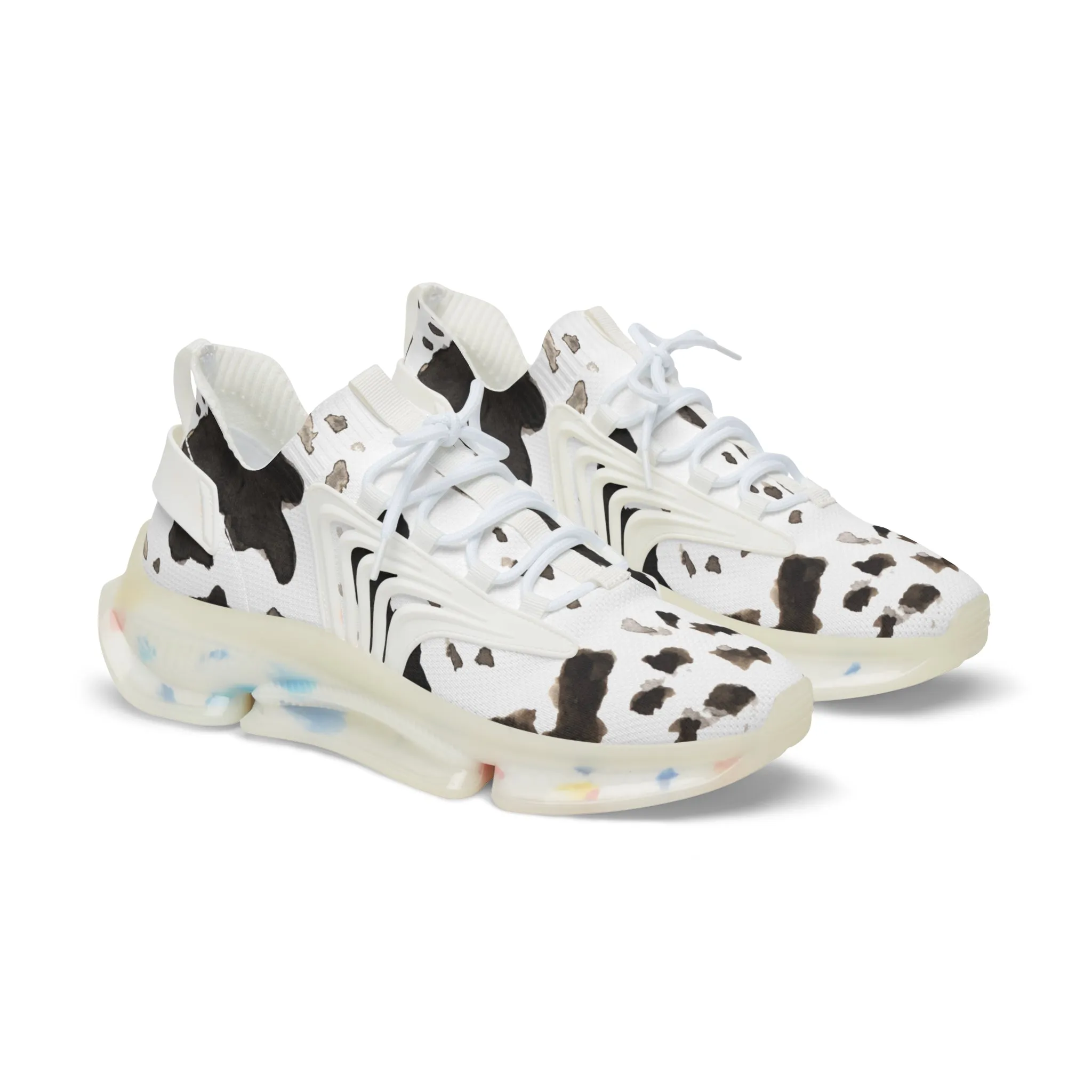 Cow Print Men's Mesh Sneakers, Cow Animal Print Men's Sneakers Best Comfy Men's Mesh Sports Sneakers Shoes (US Size: 5-12)
