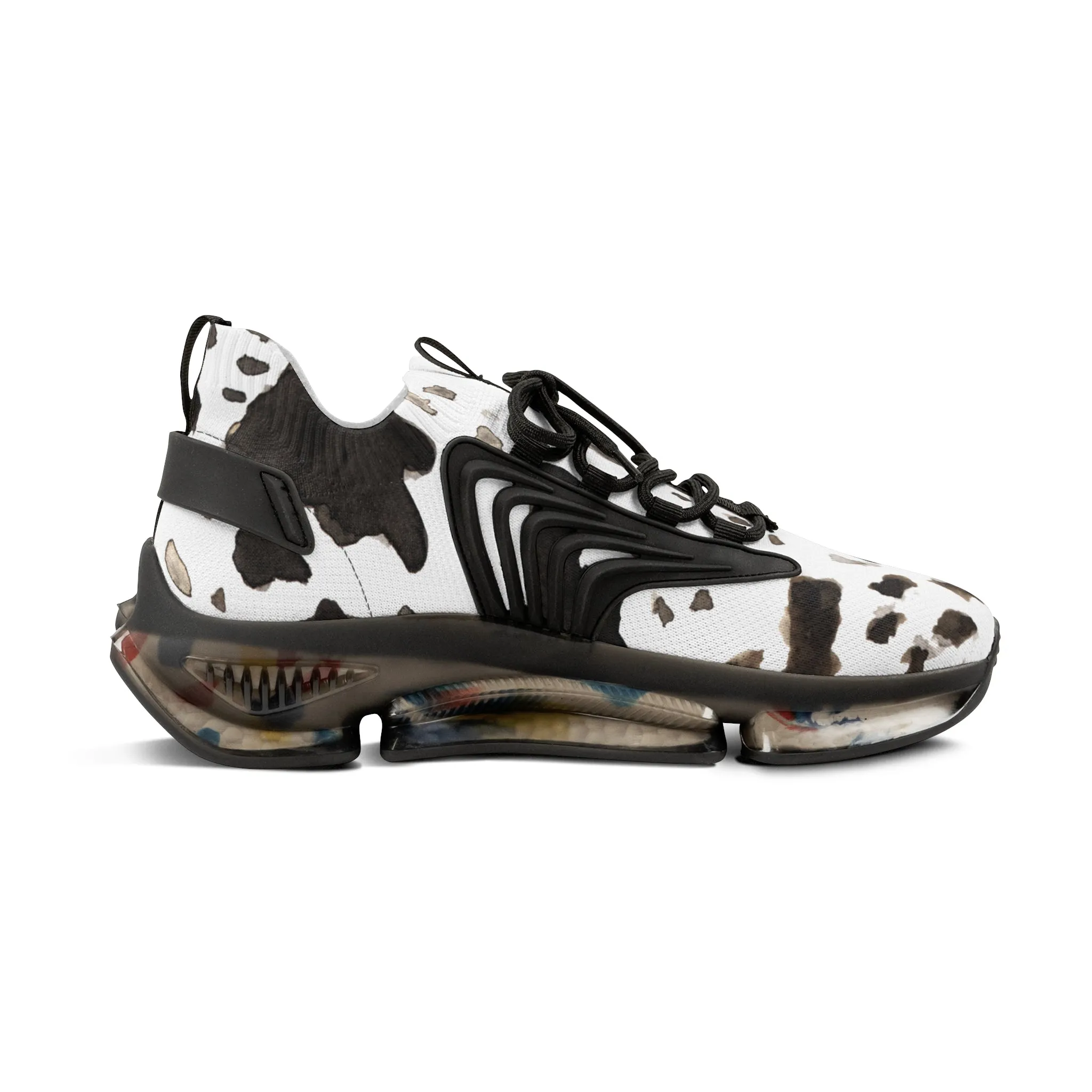 Cow Print Men's Mesh Sneakers, Cow Animal Print Men's Sneakers Best Comfy Men's Mesh Sports Sneakers Shoes (US Size: 5-12)
