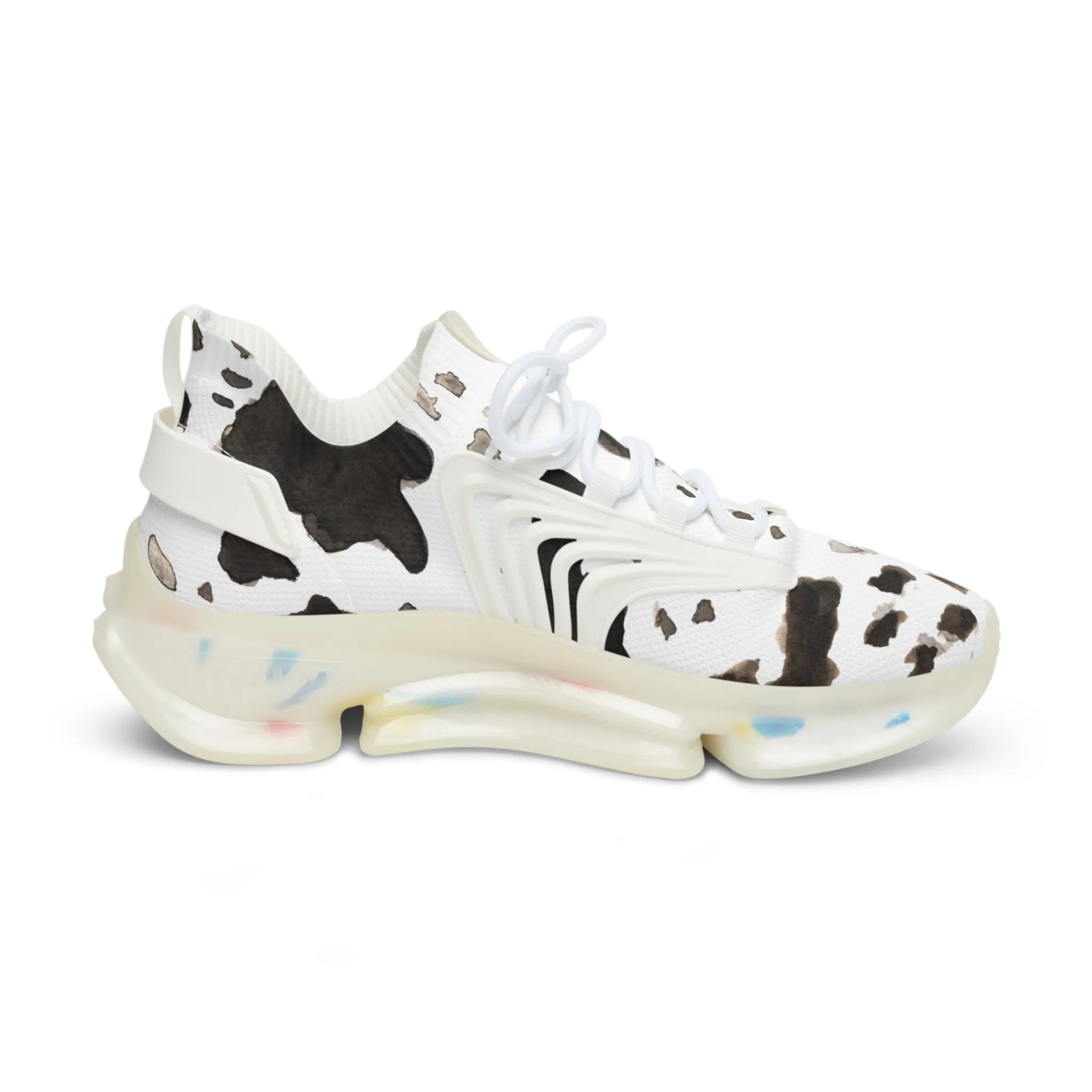 Cow Print Men's Mesh Sneakers, Cow Animal Print Men's Sneakers Best Comfy Men's Mesh Sports Sneakers Shoes (US Size: 5-12)