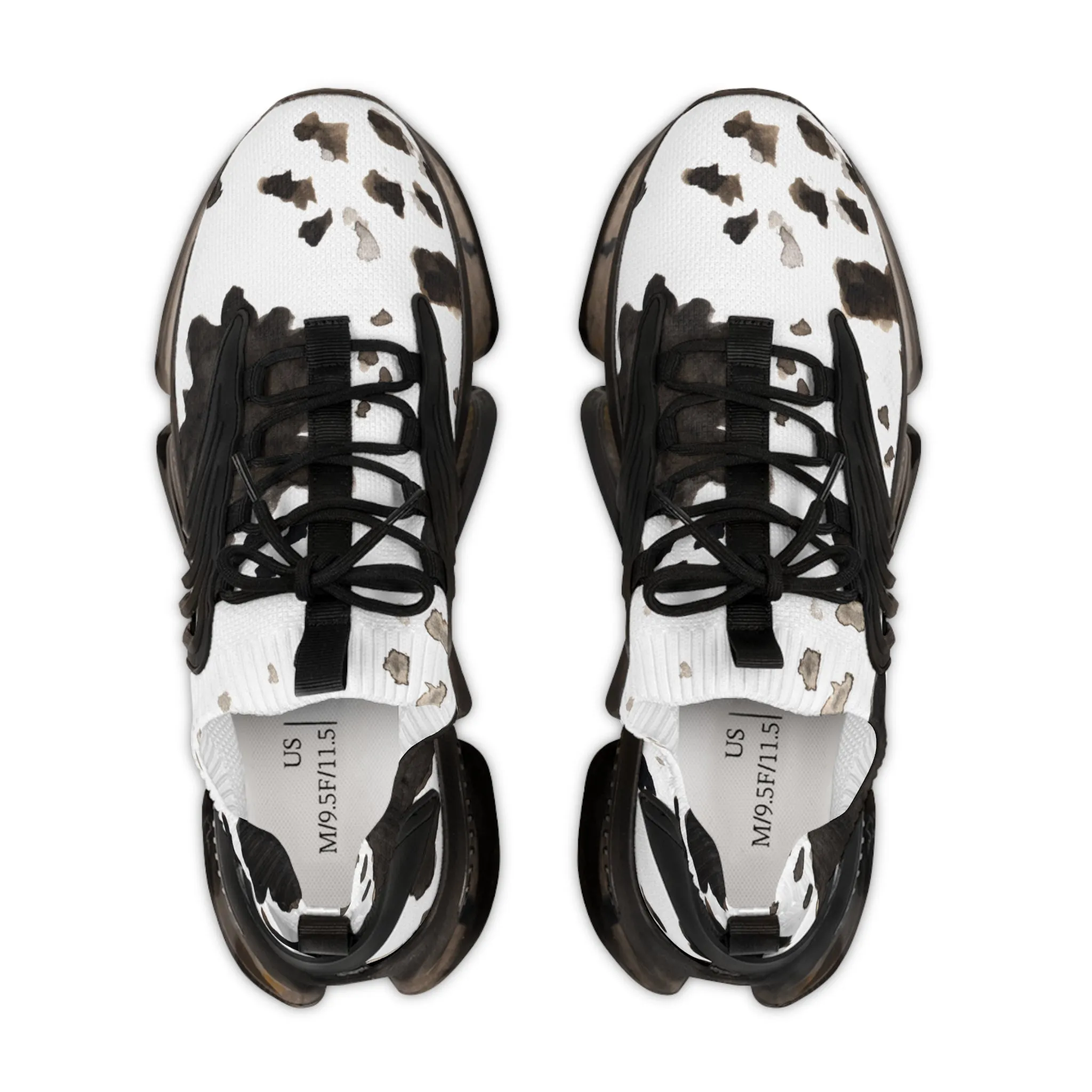 Cow Print Men's Mesh Sneakers, Cow Animal Print Men's Sneakers Best Comfy Men's Mesh Sports Sneakers Shoes (US Size: 5-12)