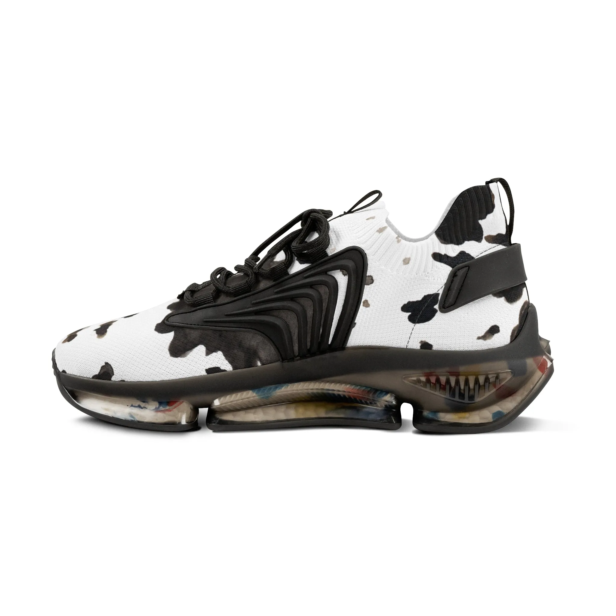 Cow Print Men's Mesh Sneakers, Cow Animal Print Men's Sneakers Best Comfy Men's Mesh Sports Sneakers Shoes (US Size: 5-12)