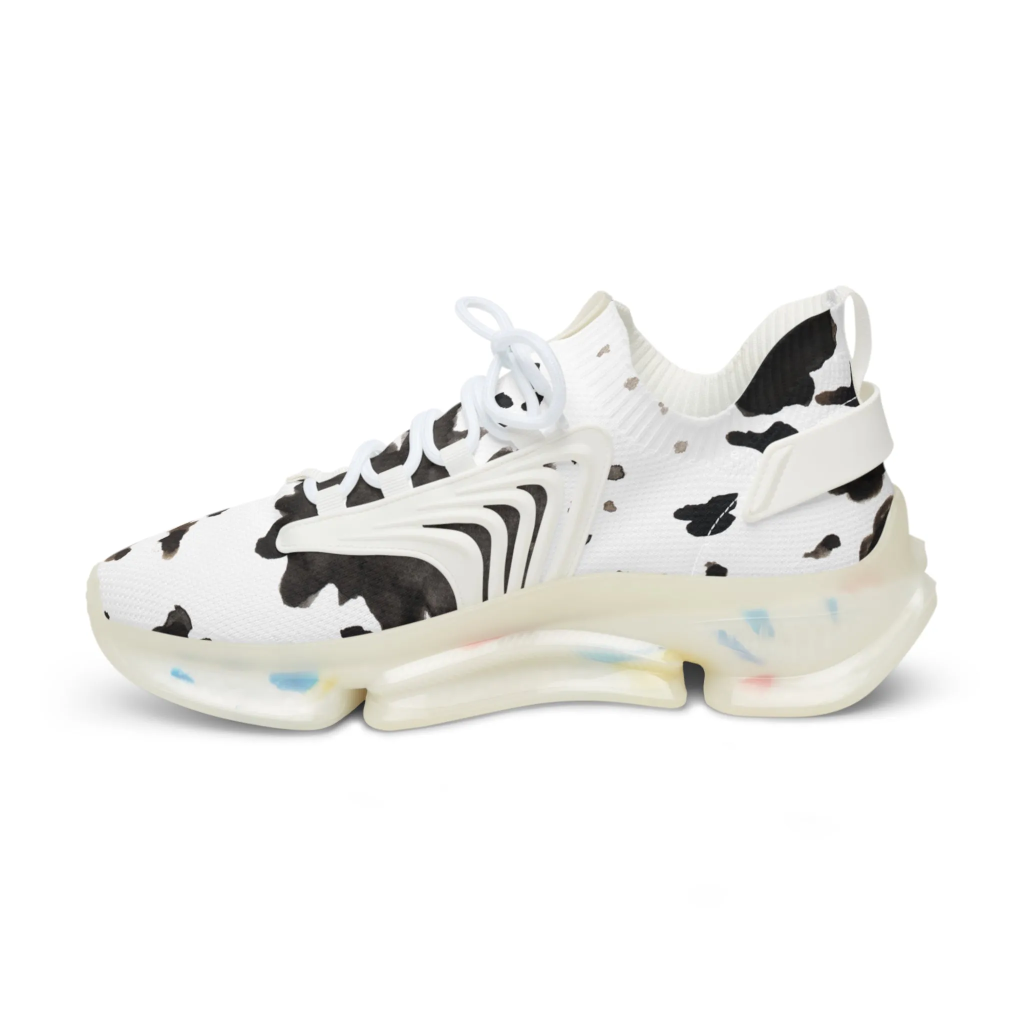 Cow Print Men's Mesh Sneakers, Cow Animal Print Men's Sneakers Best Comfy Men's Mesh Sports Sneakers Shoes (US Size: 5-12)