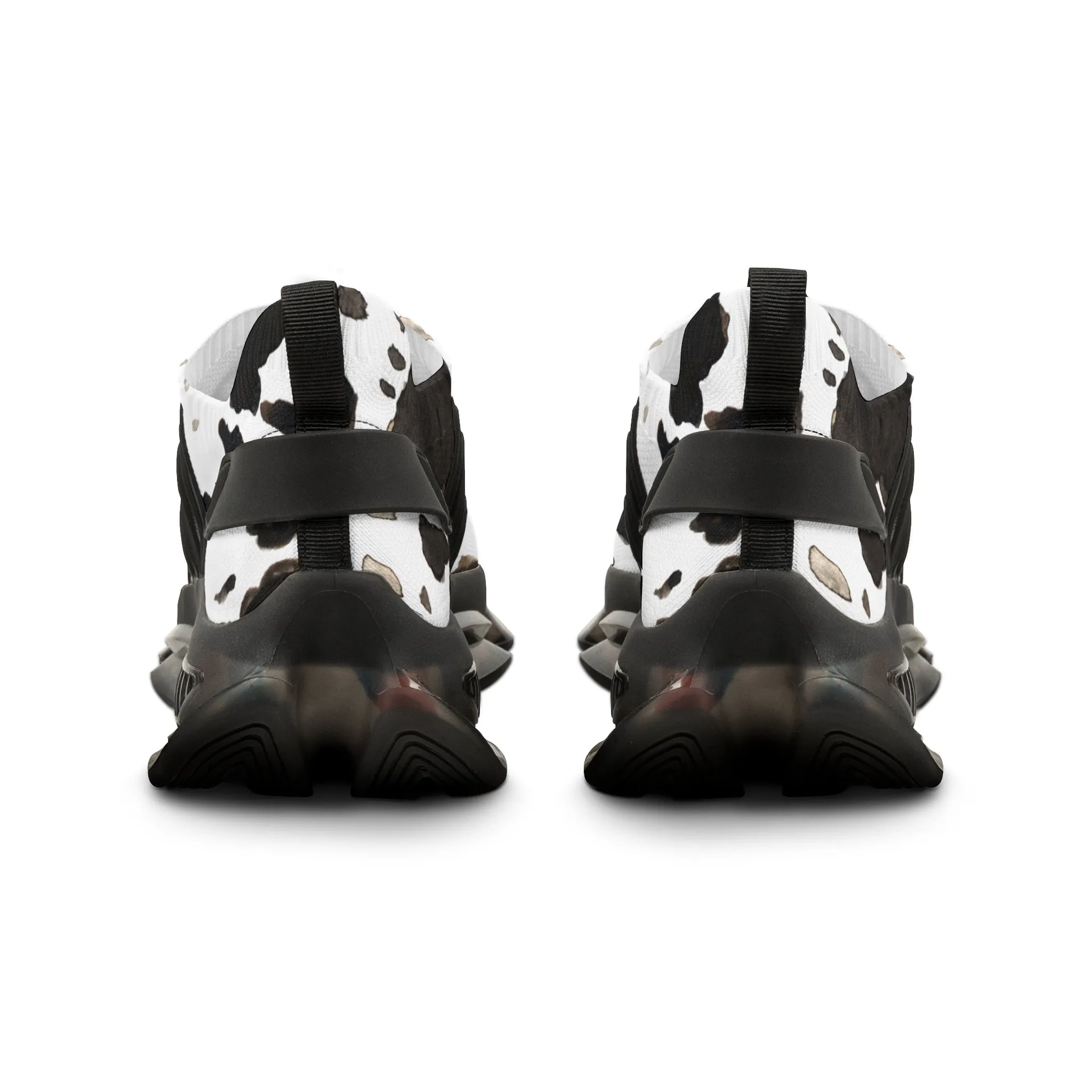 Cow Print Men's Mesh Sneakers, Cow Animal Print Men's Sneakers Best Comfy Men's Mesh Sports Sneakers Shoes (US Size: 5-12)