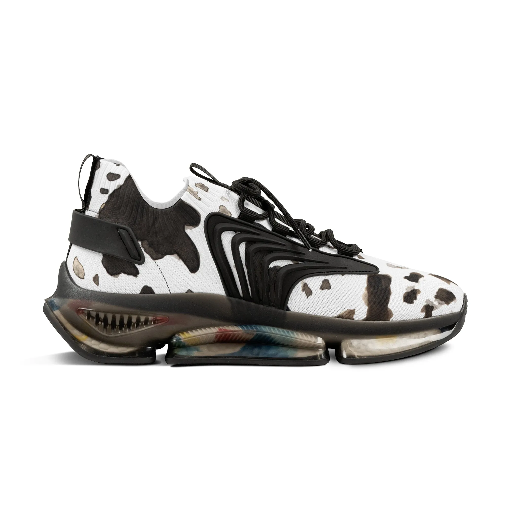 Cow Print Men's Mesh Sneakers, Cow Animal Print Men's Sneakers Best Comfy Men's Mesh Sports Sneakers Shoes (US Size: 5-12)