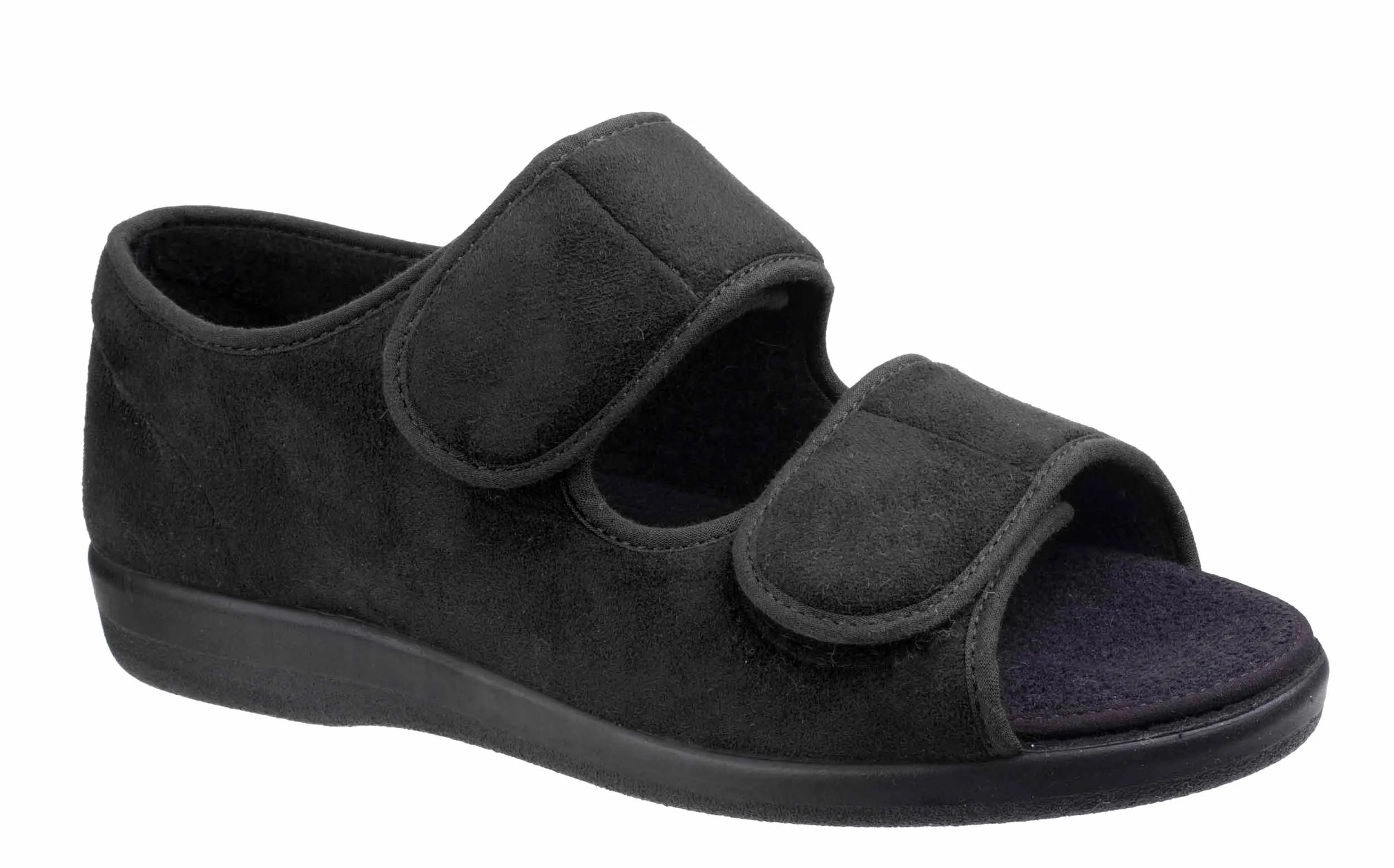 GBS Brompton Mens Extra Wide Fit Open Toe Touch Fastening Slipper