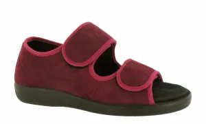 GBS Brompton Womens Extra Wide Fit Open Toe Touch Fastening Slipper