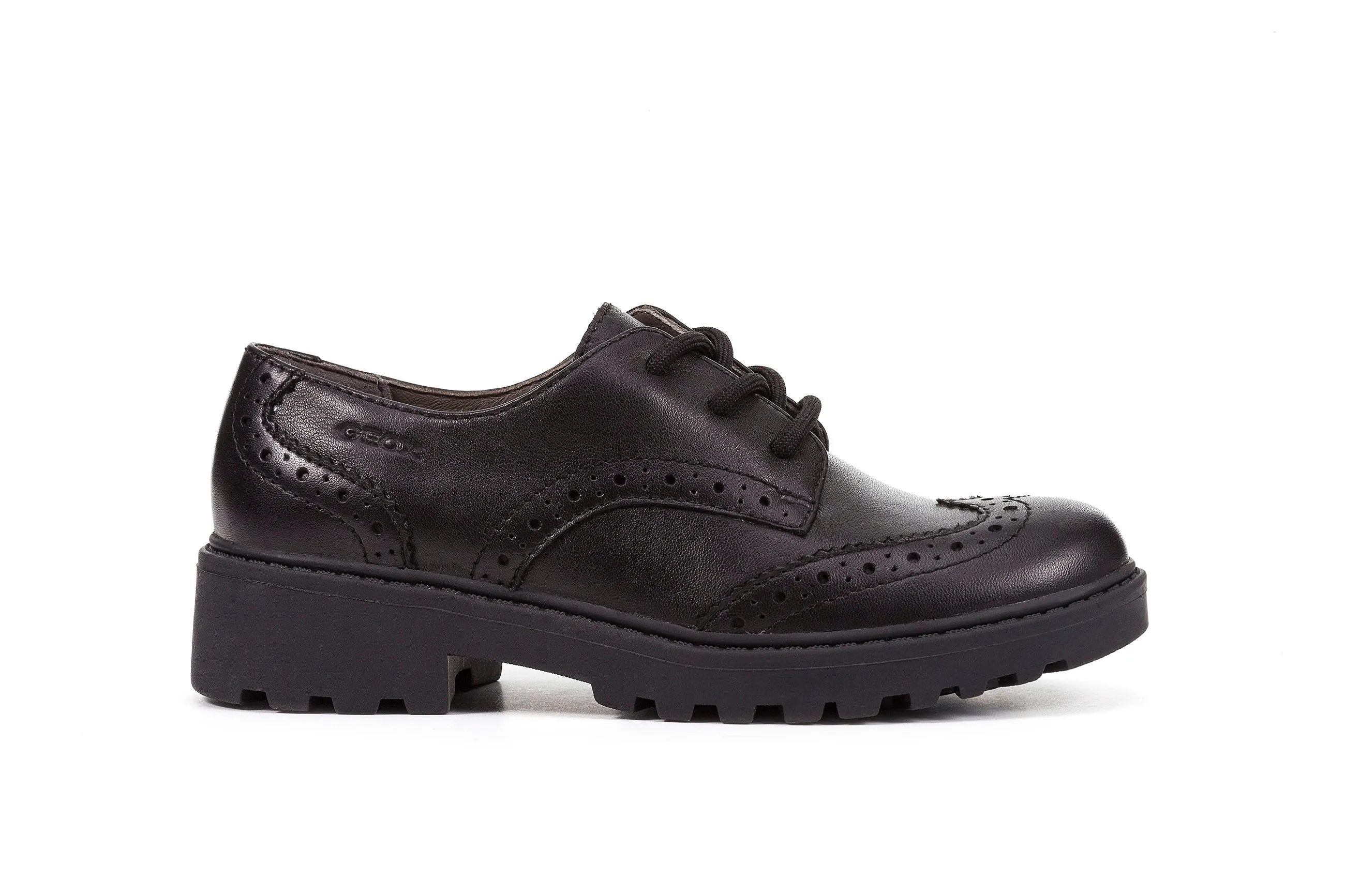 Geox School Shoes | Casey Brogue Lace Up | Black