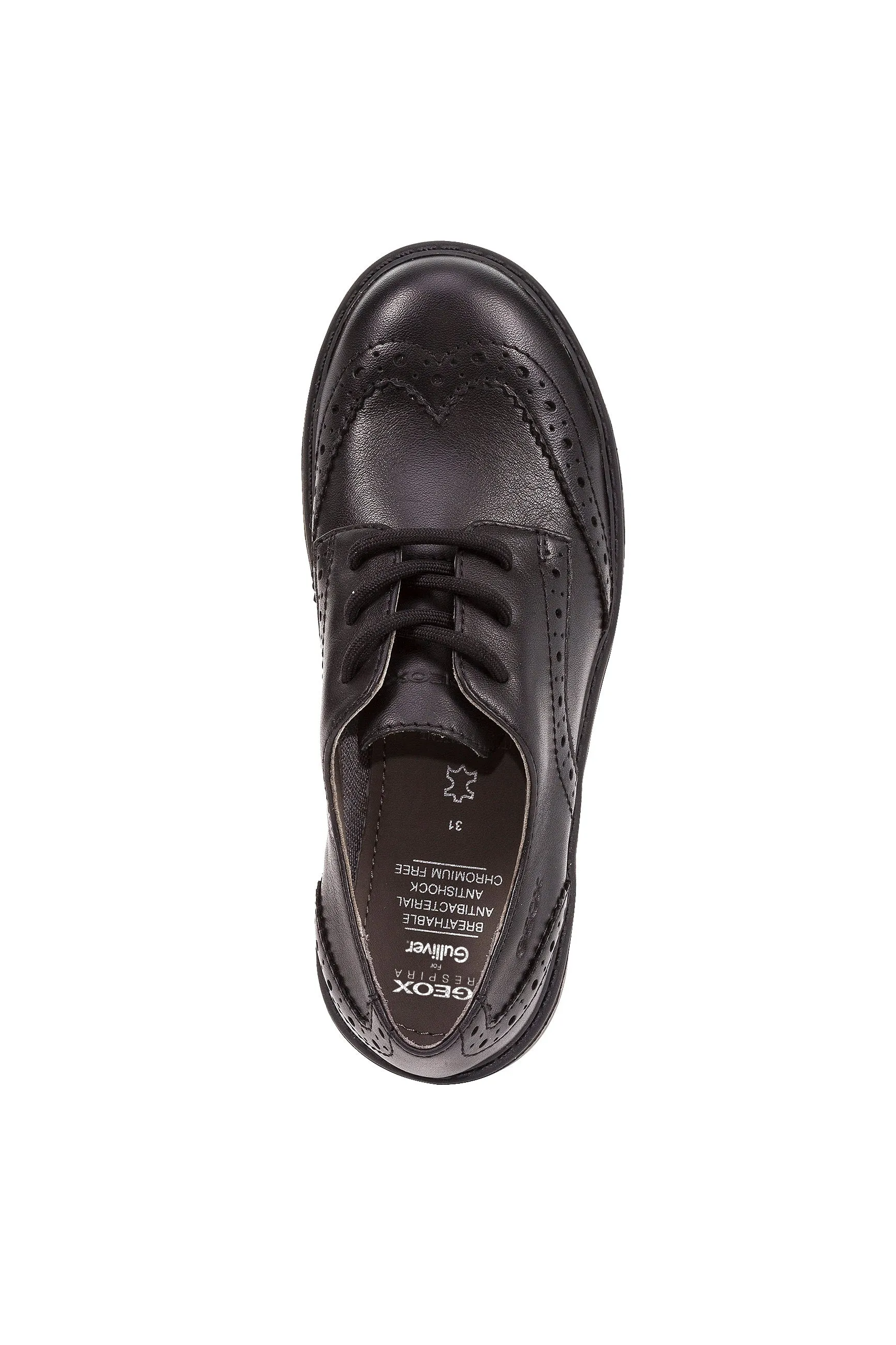 Geox School Shoes | Casey Brogue Lace Up | Black