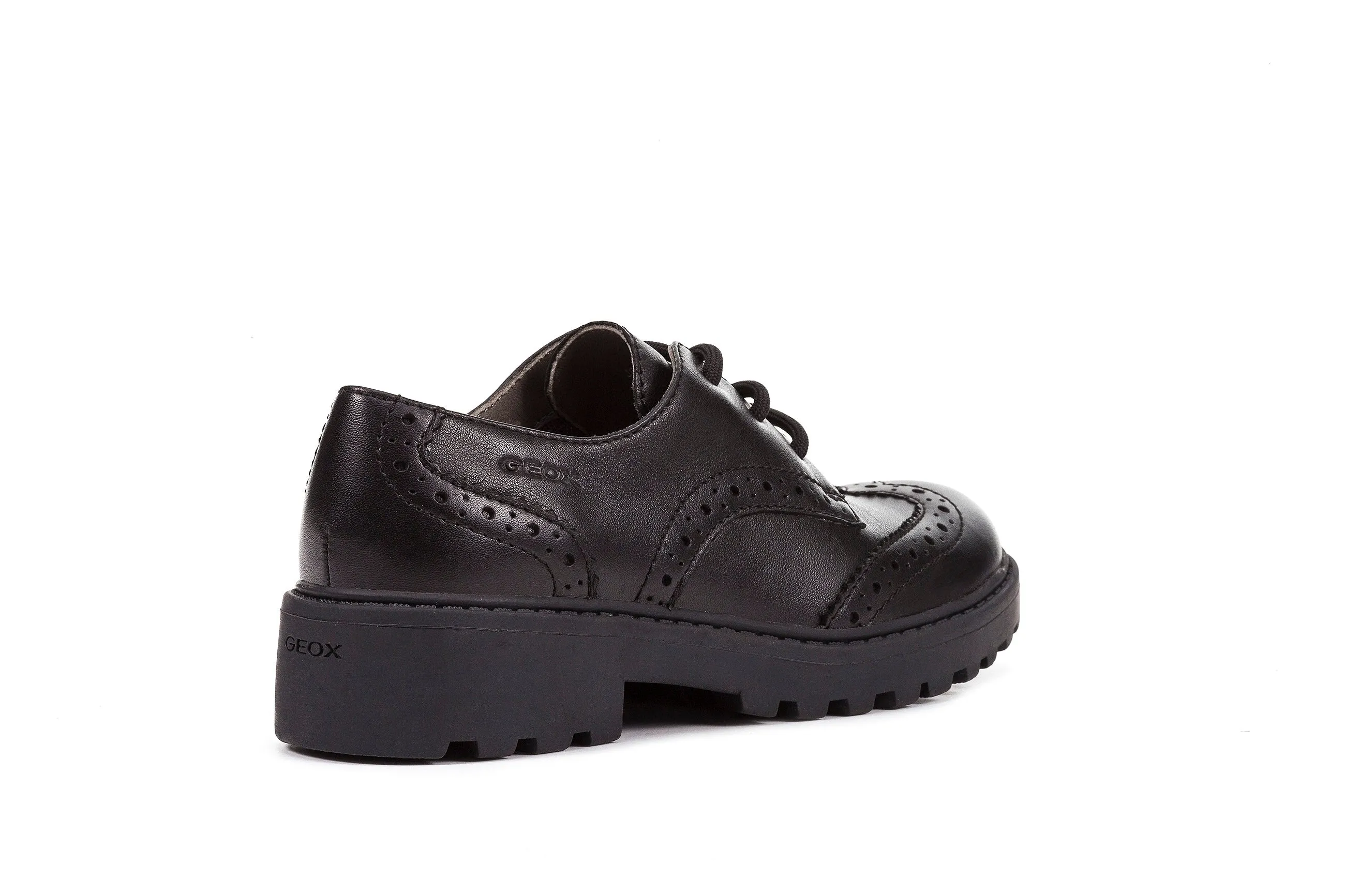 Geox School Shoes | Casey Brogue Lace Up | Black