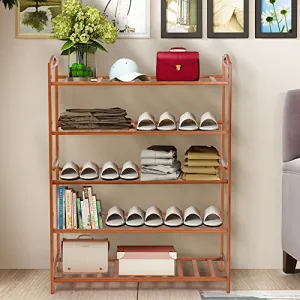 Good concept 5 Tier Natural Shoe Bamboo Rack Wooden Holder Shelf Storage Entryway Organizer
