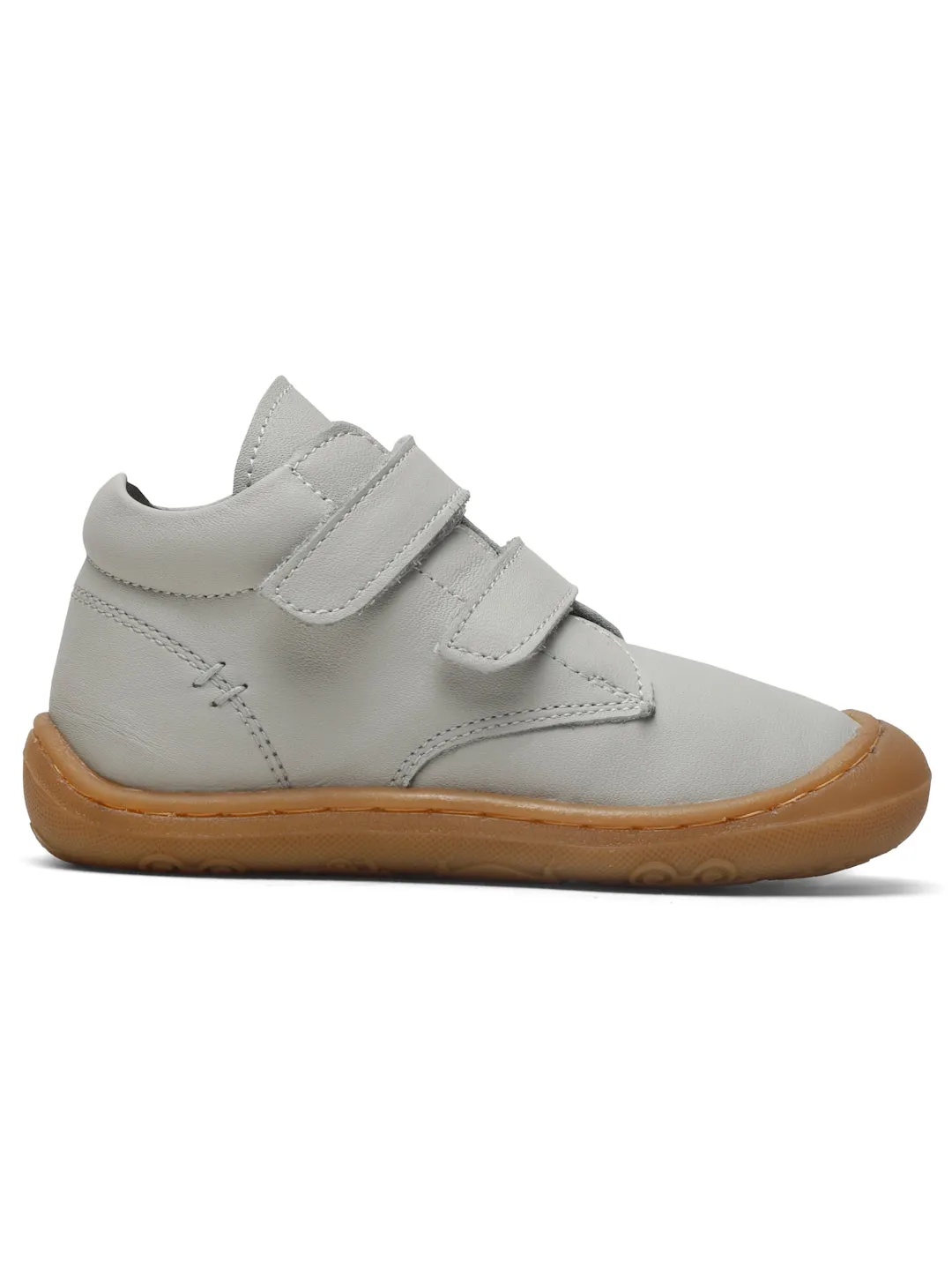 Kid's Grey Leather With Velcro Closure Comfort Insole Sneakers