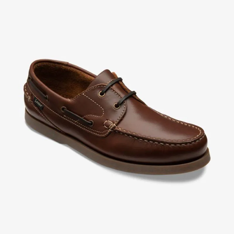 Loake Lymington Mens Moccasin Deck Shoe - Brown Waxy