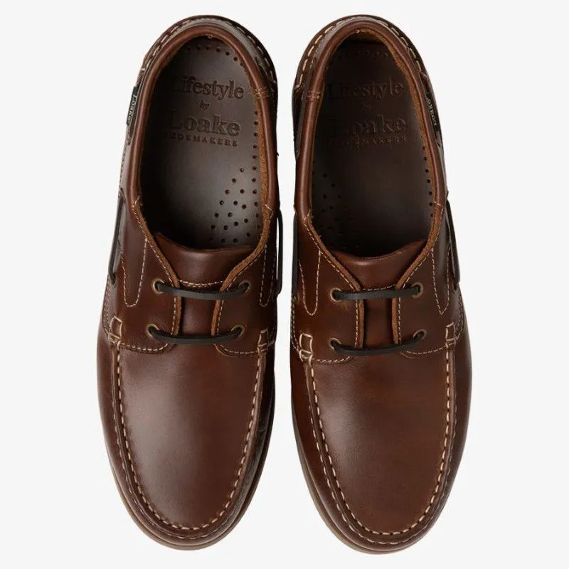 Loake Lymington Mens Moccasin Deck Shoe - Brown Waxy