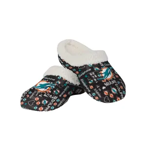 Miami Dolphins NFL Womens Sherpa Lined Logo Love Clog