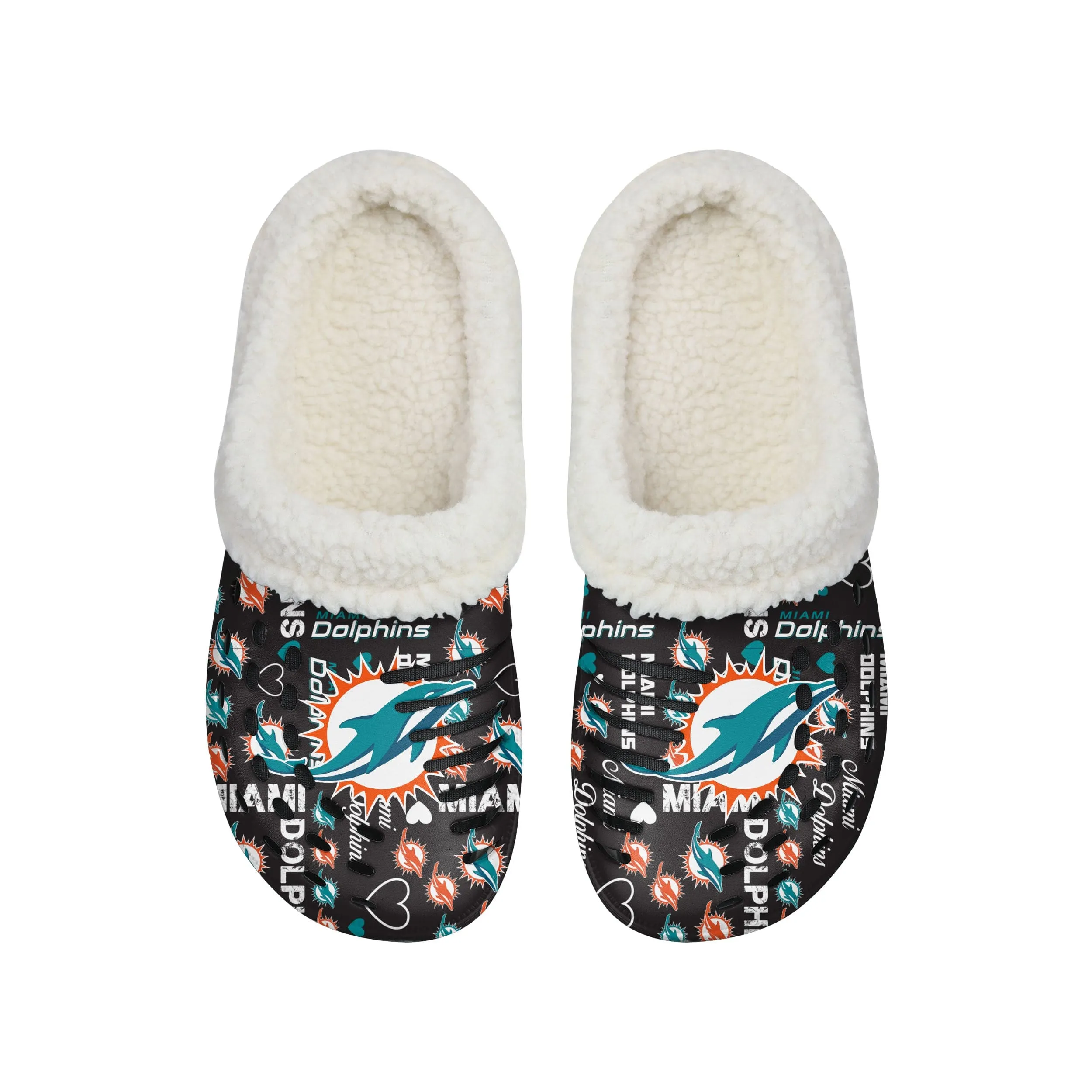 Miami Dolphins NFL Womens Sherpa Lined Logo Love Clog
