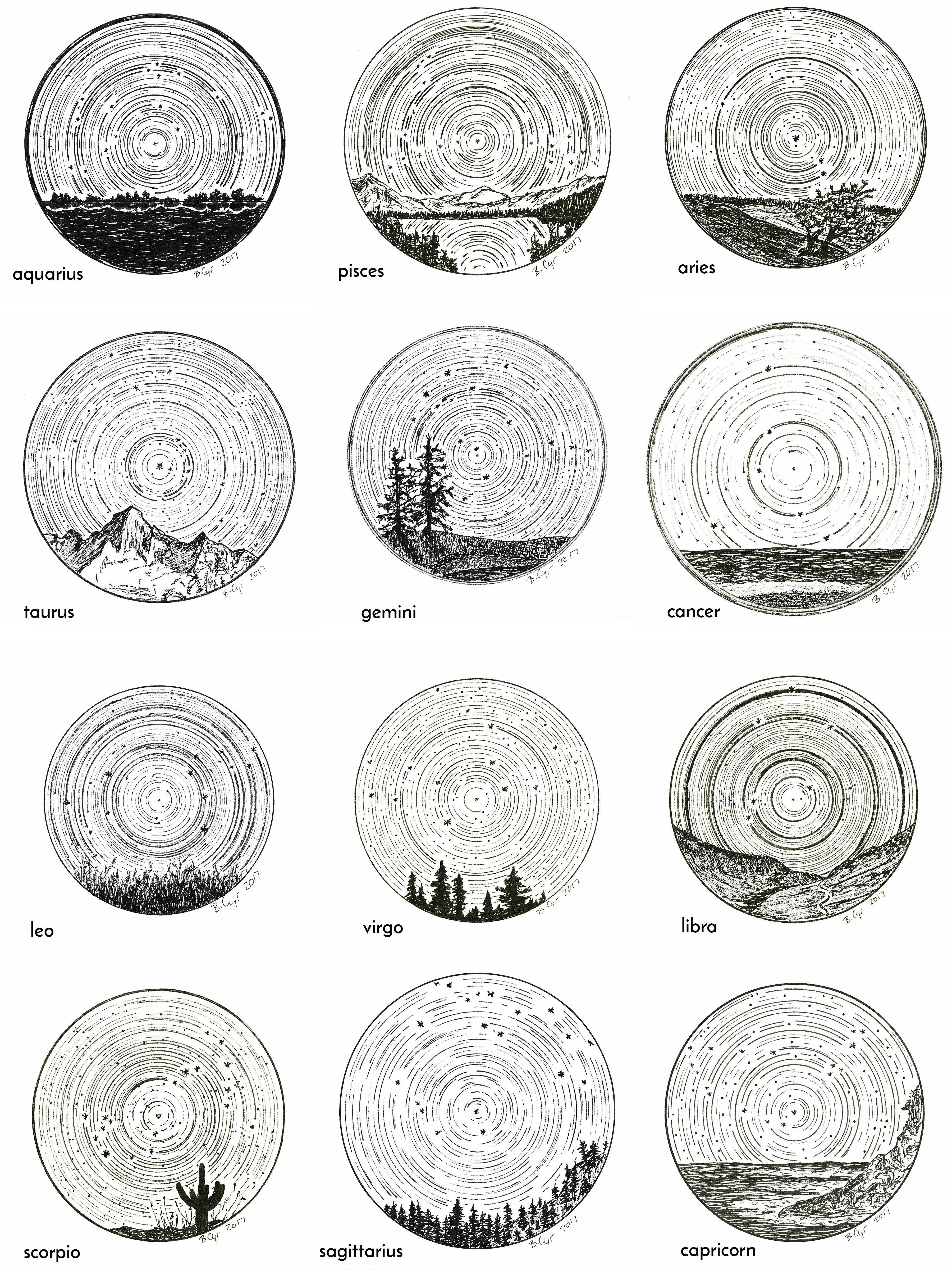 Original Drawing - Sagittarius - Star Trails - Zodiac Constellations