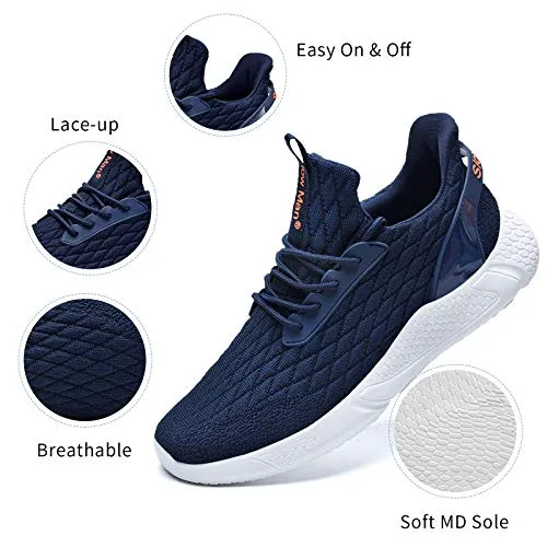 Slow Man Men's Supportive Running Shoes Cushioned Lightweight Athletic Sneakers Navy,6.5