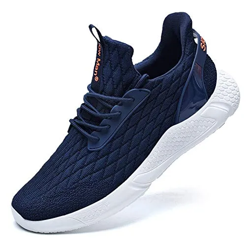 Slow Man Men's Supportive Running Shoes Cushioned Lightweight Athletic Sneakers Navy,6.5