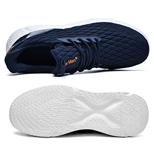 Slow Man Men's Supportive Running Shoes Cushioned Lightweight Athletic Sneakers Navy,6.5