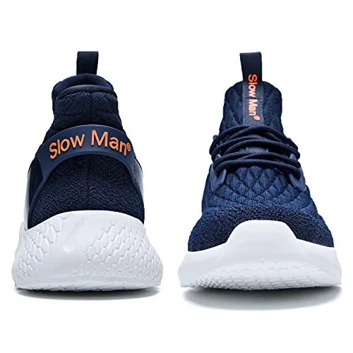 Slow Man Men's Supportive Running Shoes Cushioned Lightweight Athletic Sneakers Navy,6.5