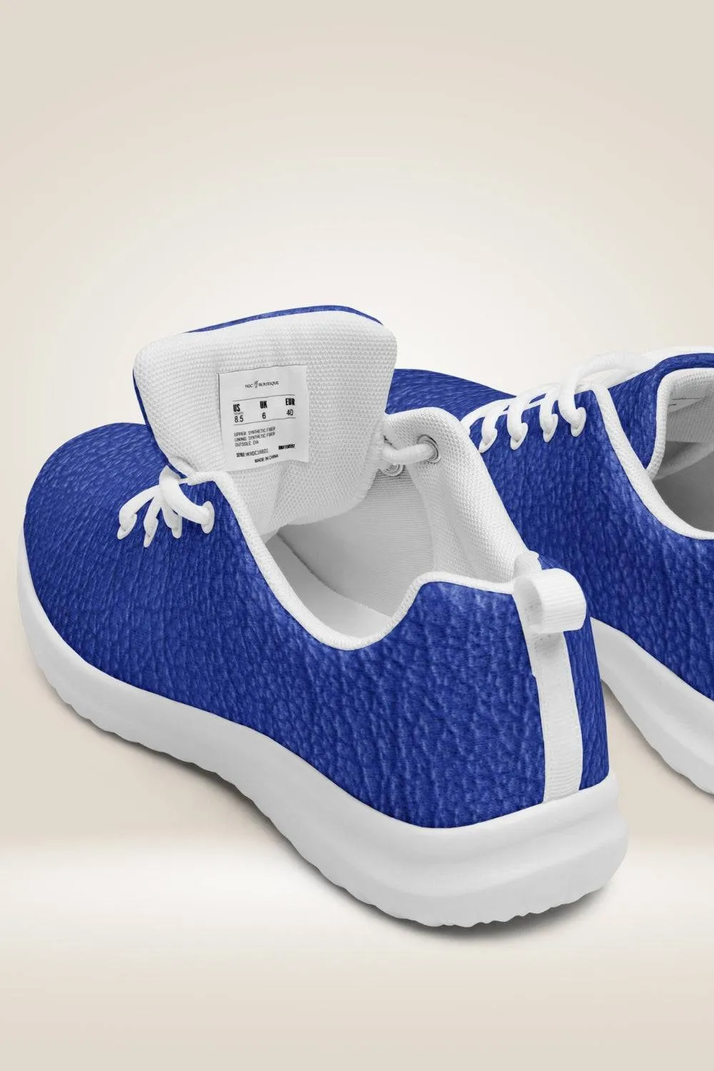 TGC Boutique Leather Print Lace Up Blue Sneakers