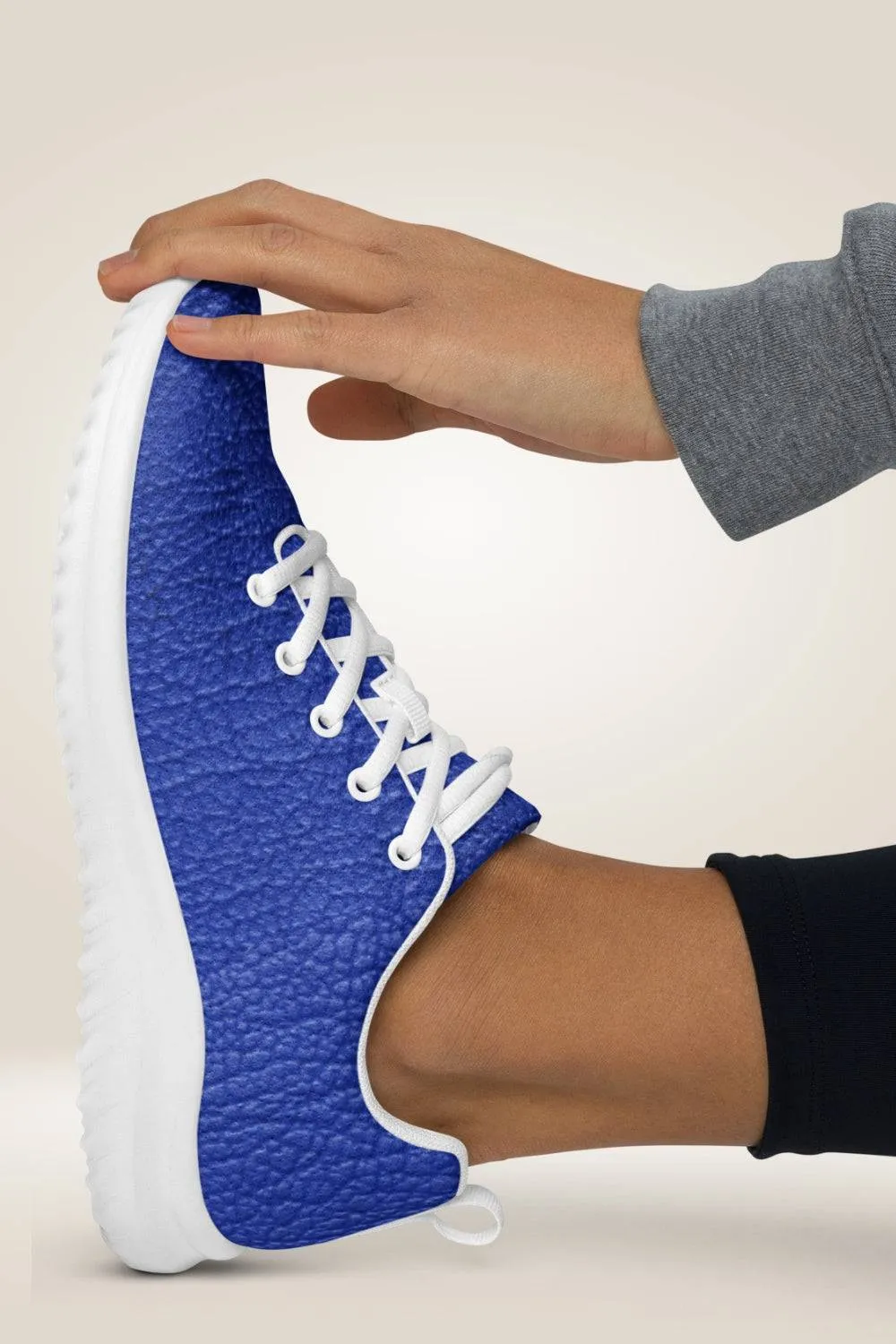 TGC Boutique Leather Print Lace Up Blue Sneakers