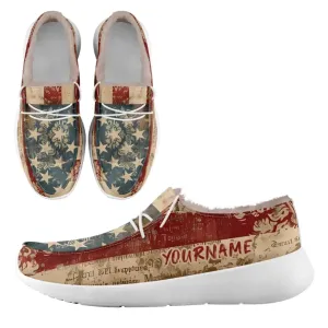 Unique Gift,Personalized Flag Sneakers, Custom Patriotic Fur Lining Loafer Shoes, Best Gift for Vateran.FN042-24020295-1w