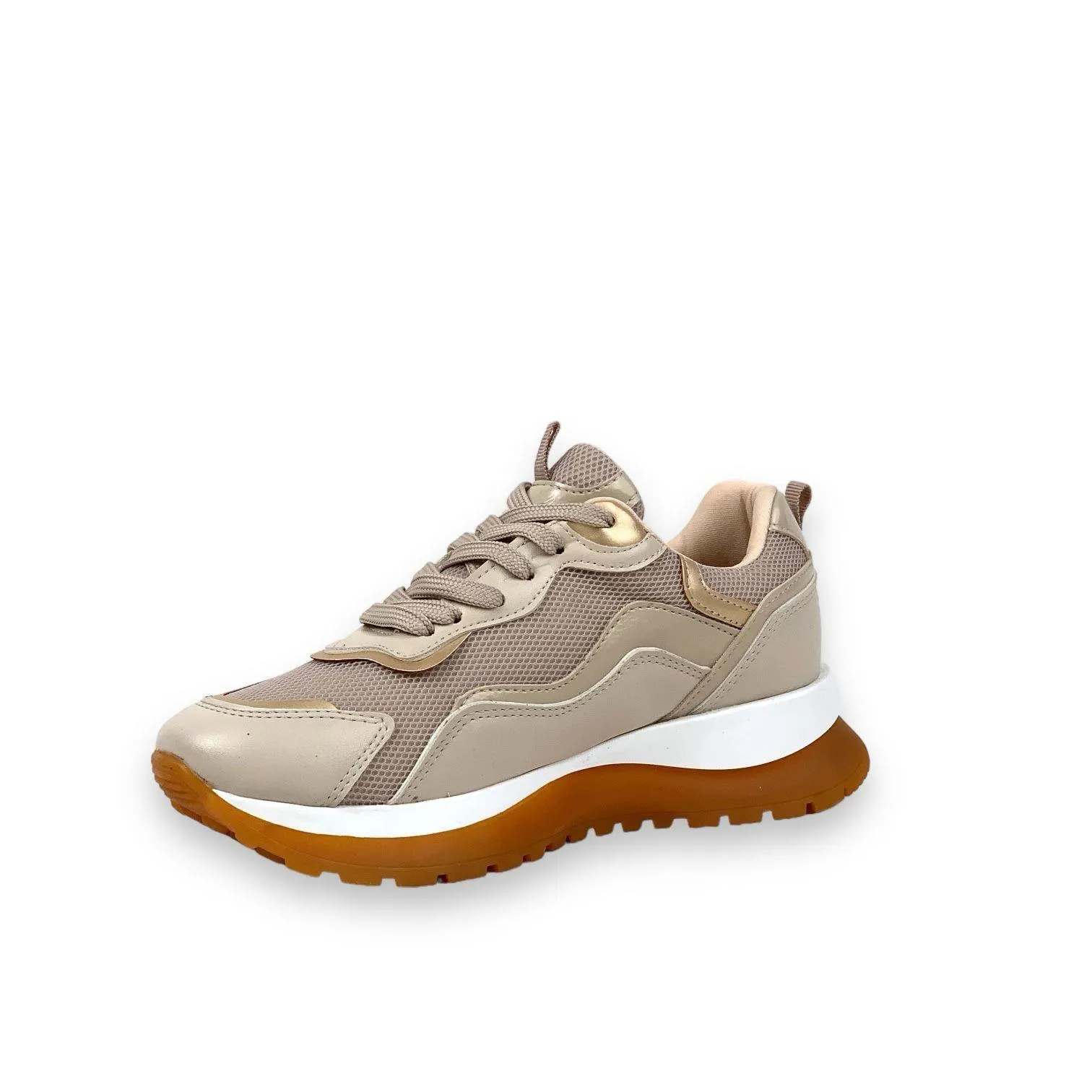 Women's Pearl Mink Mesh Lace Up Summer Daily Walking Sports Sneaker 3 Cm